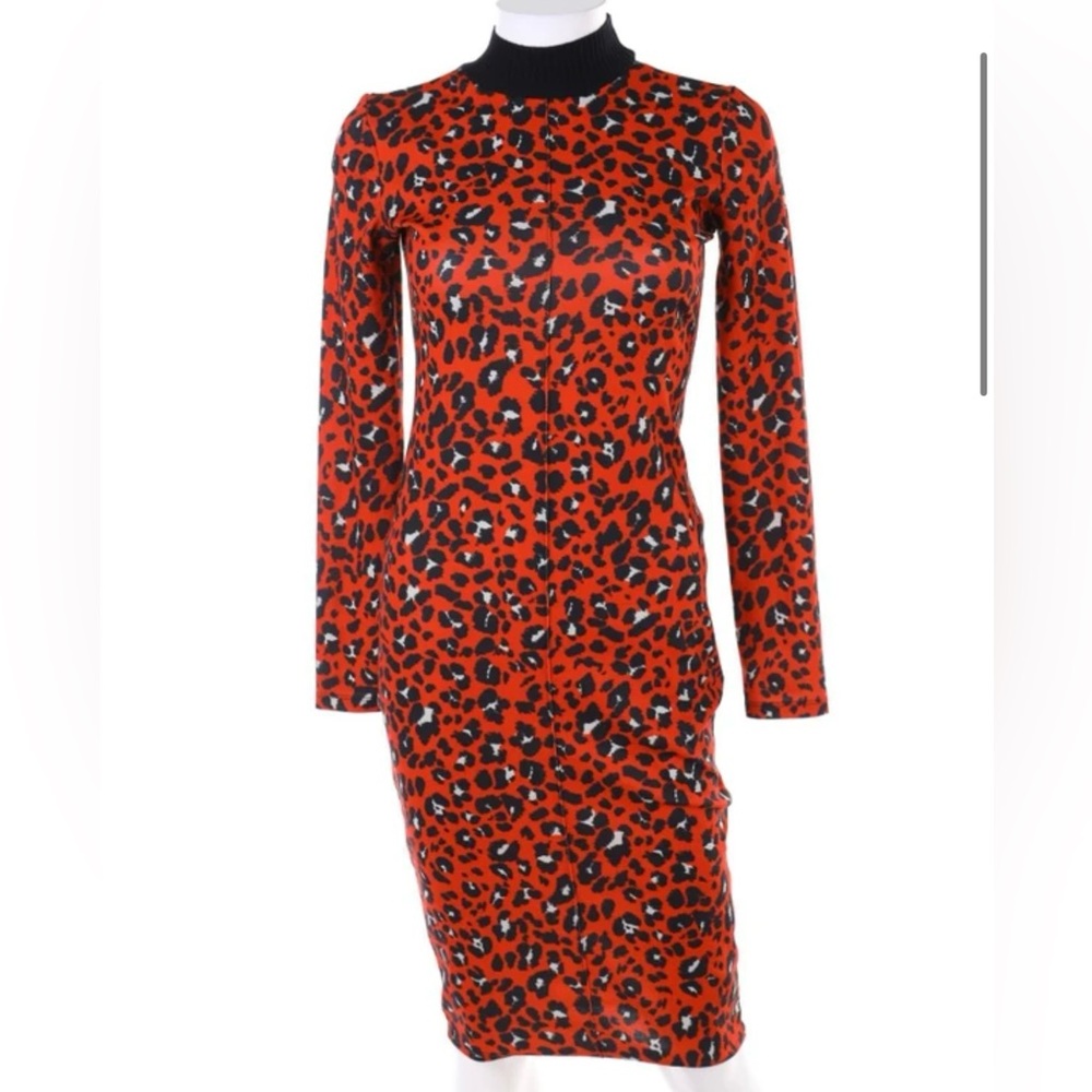 Zara Red and Black Cowl Neck Sheath Dress